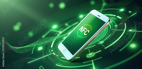 Obraz na płótnie smartphone displaying NFC technology symbolizes future of digital payments, enhancing security and streamlining logistics for users w salonie
