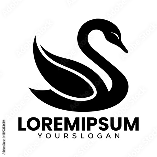 Abstract Duck logo design with vector illustration of a swan or duck in a circular shape