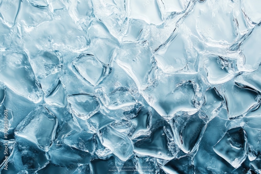 Obraz premium Crushed ice surface forming an abstract geometric pattern with light blue colors