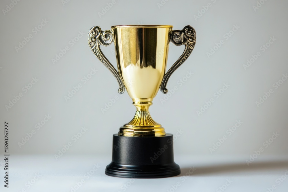 Golden Trophy on Table Golden Trophy on Table