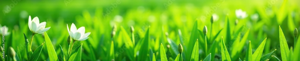 lush green field with tuberose plants and unopened white flowers, vibrant springtime landscape, lush, peaceful lush green field with tuberose plants and unopened white flowers, vibrant springtime landscape, lush, peaceful