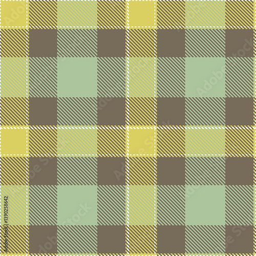 Metallic dull yellow and Vibrant white Seamless Tartan Fabric Design
