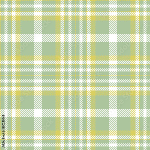 Contemporary Soft greenish grey & Dusty dull yellow Seamless Tartan Fabric Design