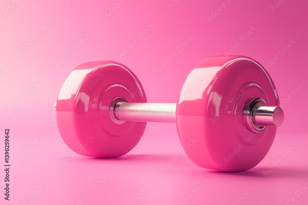 Obraz premium Pink dumbbell symbolizing fitness, strength training, and active lifestyle, promoting physical wellness and healthy habits