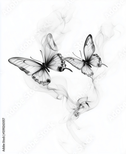 A pair of butterflies made up of smoke