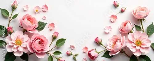 Romantic botanical collection with flowers, leaves, floral bouquets, and compositions in soft pastel colors for elegant design projects, botanical,  collection