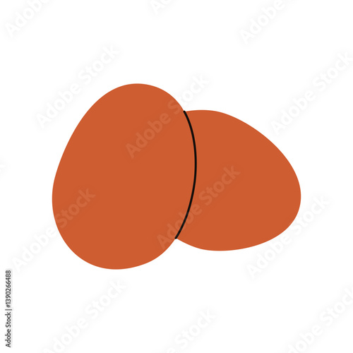 Raw eggs. Whole chicken egg with shell, healthy natural farm egg product, nutritious protein diet food flat cartoon style. Vector isolated illustration