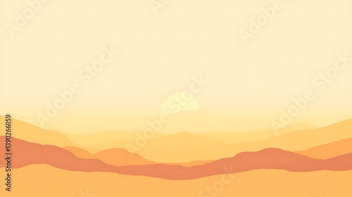 Sunset over orange and yellow mountains.