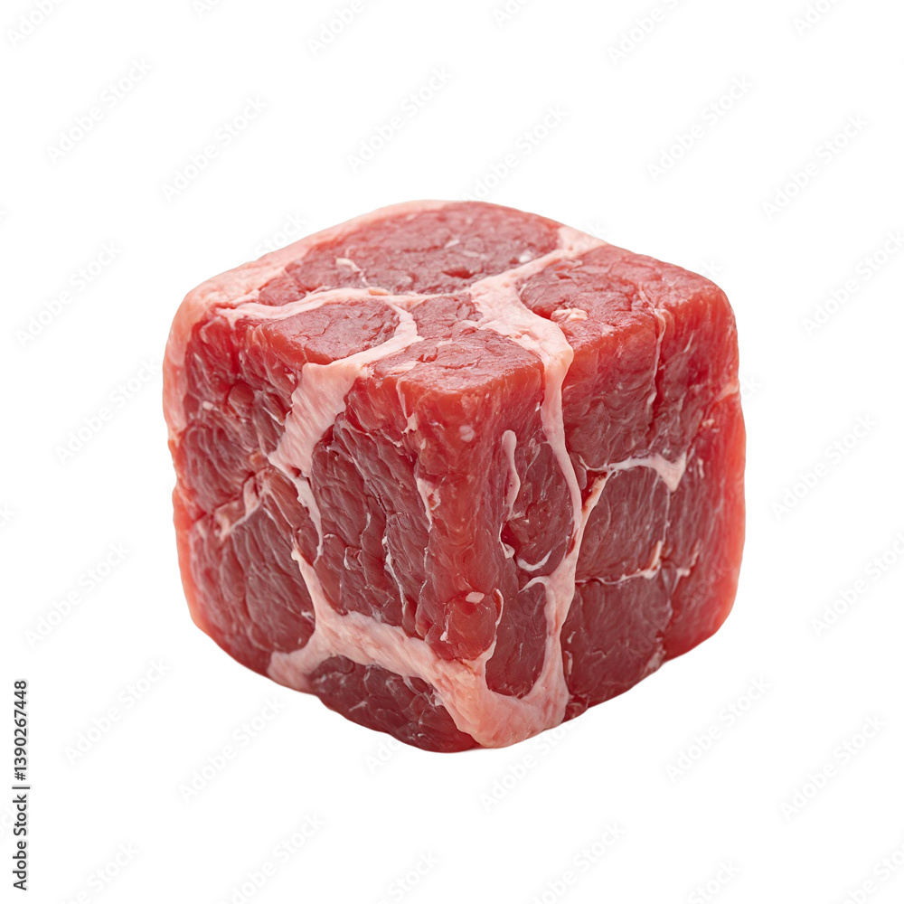 Fresh Raw Saikoro Meat Cube with Marbling Texture Delicious Food High Quality Isolated Photo Fresh Raw Saikoro Meat Cube with Marbling Texture Delicious Food High Quality Isolated Photo