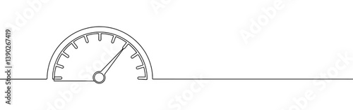 Speedometer continuous one line drawing. Speed indicator, Internet car speed. Performance concept. Speedometer set. Fast speed sign. Vector illustration.