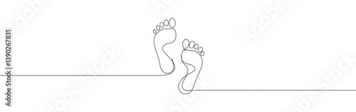Footprint continuous one line drawing. Footstep symbol. Vector illustration.