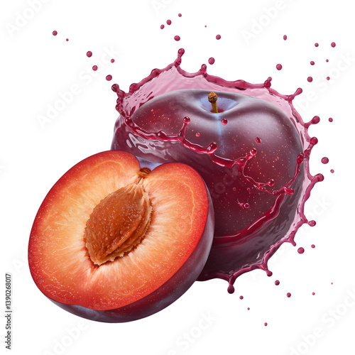 Fresh Plum with Splash Effect