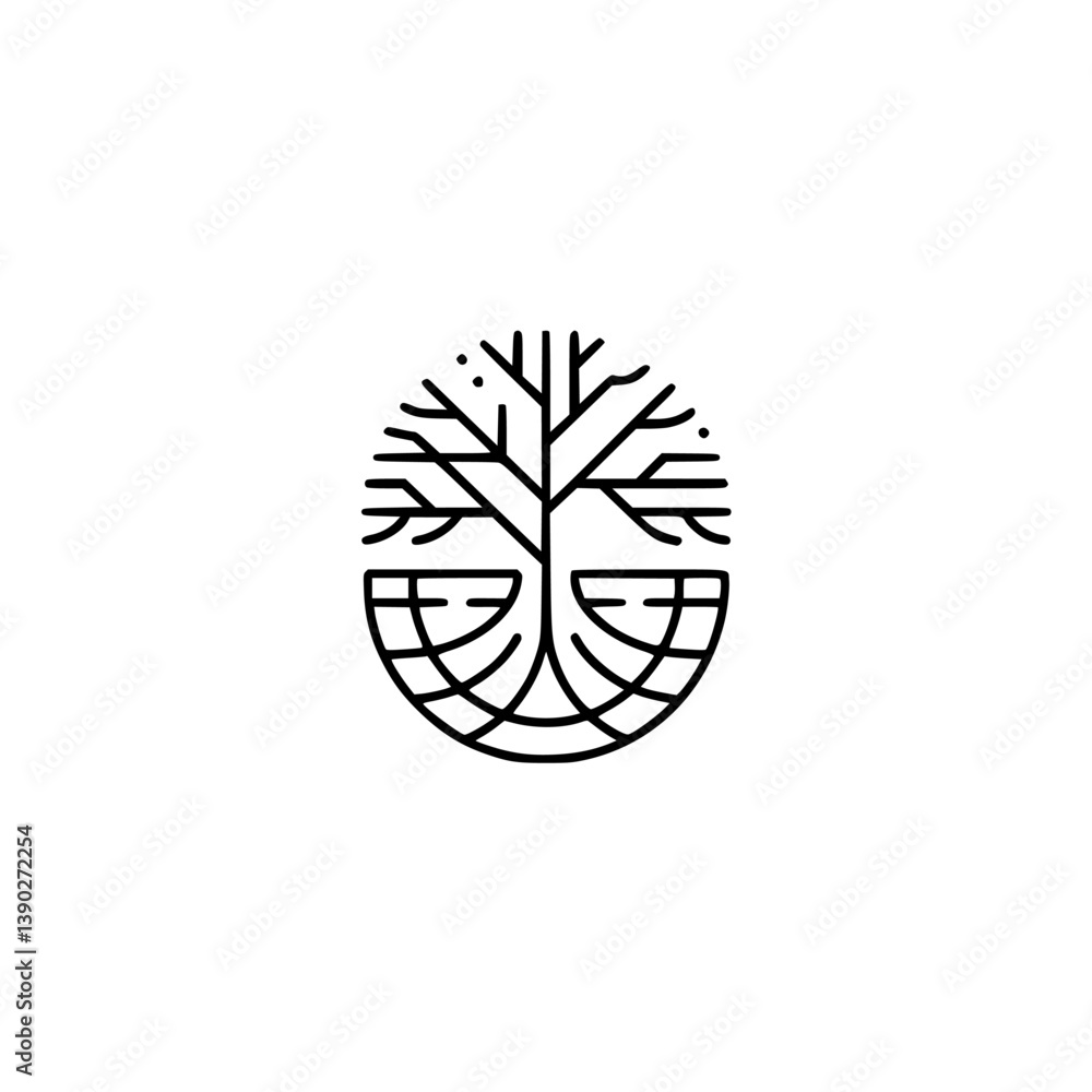 Modern Minimalist Tree Logo on White Background