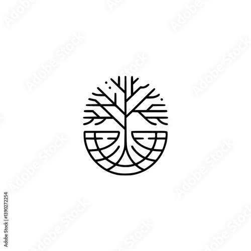 Obraz na płótnie Modern Minimalist Tree Logo on White Background w salonie