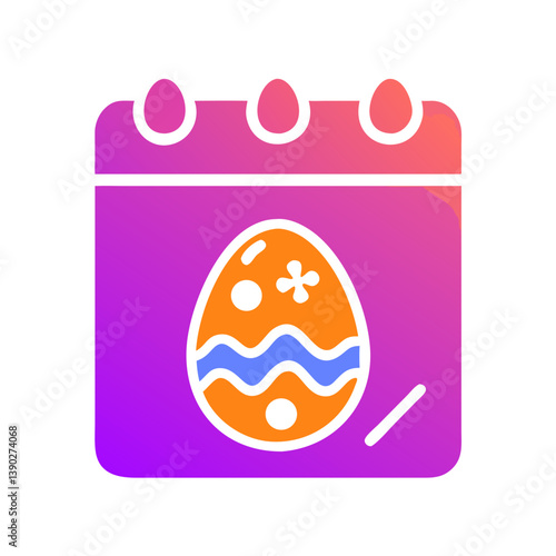 Vector with theme Easter, a calendar with a colorful easter egg on it