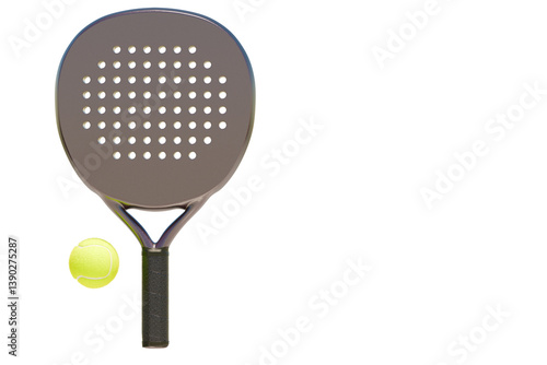 Paddle padel tennis and ball on an isolated background.3d rendering