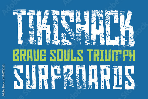 tiki shack latter and light blue background