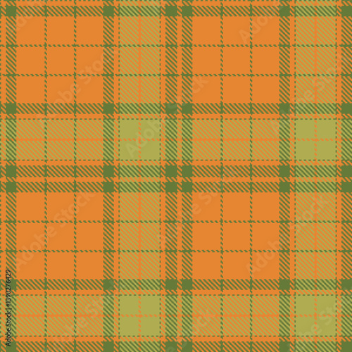 Plaid pattern seamless. Sandy military green & Light dusty orange Tartan Fabric Design. 