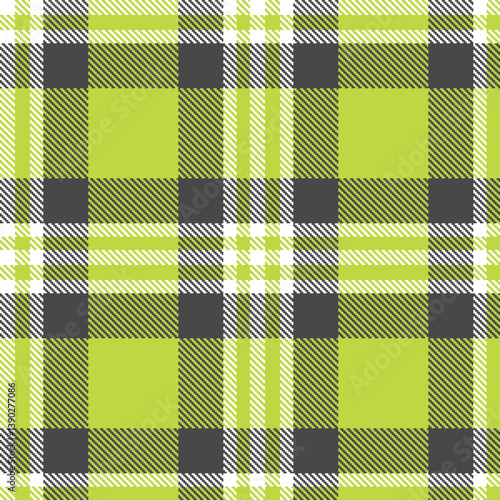Pastel white Seamless Tartan with Pastel yellowy green accents Fabric Design