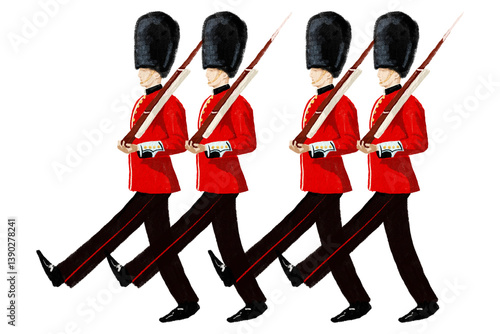 Obraz na plátně Red-clad London soldier on transparent background british soldier with british f