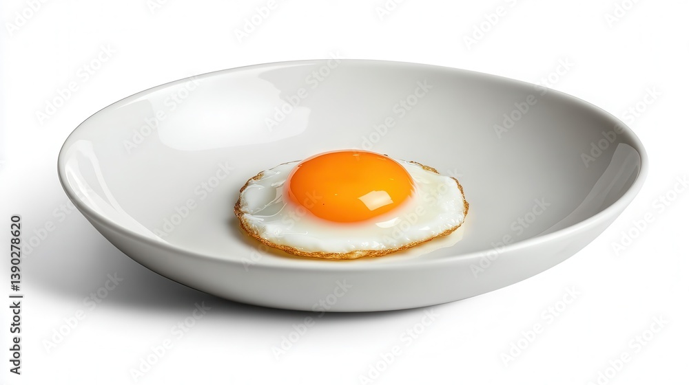 Fried Egg with Slightly Browned Edges on Plate Fried Egg with Slightly Browned Edges on Plate