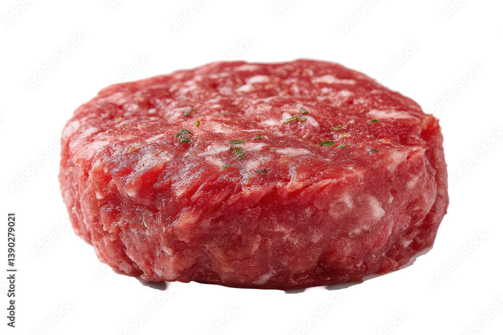 Raw seasoned burger patty isolated on transparent background Raw seasoned burger patty isolated on transparent background