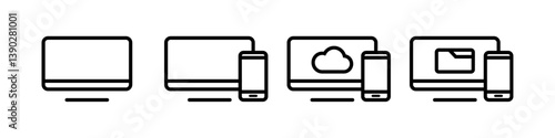 Set of monitor and mobile phone technology icons vector illustration