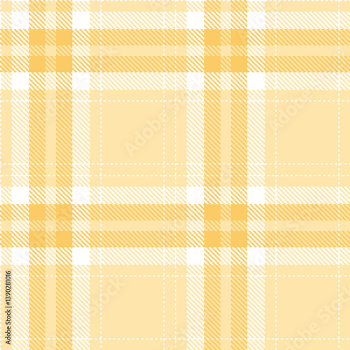 Classic white Seamless Tartan with Rustic pale peach accents Fabric Design