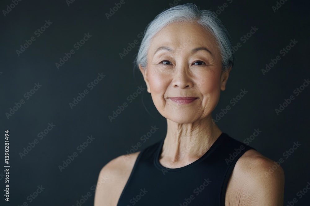 Portrait of a senior Asian woman in sport clothes Portrait of a senior Asian woman in sport clothes