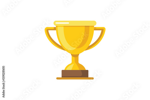 A simple, cartoon-style illustration of a golden trophy cup on a white background. The cup has a classic design with two handles.