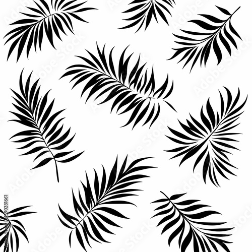 Wallpaper Mural Tropical Palm Leaf Pattern in Black and White: Eco-Friendly Digital Illustration for Modern Textile Design Torontodigital.ca