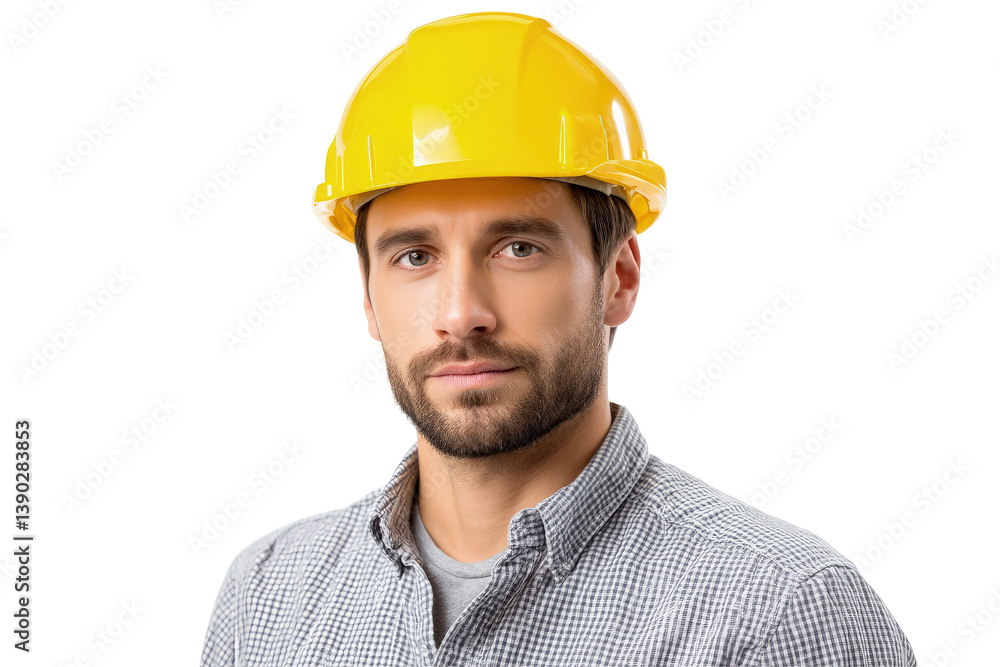 Engineer in hard hat, studio portrait on transparent background Engineer in hard hat, studio portrait on transparent background