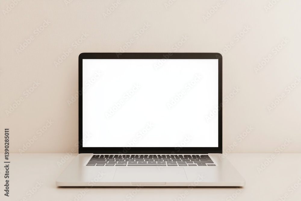 Sleek laptop on minimalist desk highlights modern workspace aest Sleek laptop on minimalist desk highlights modern workspace aest