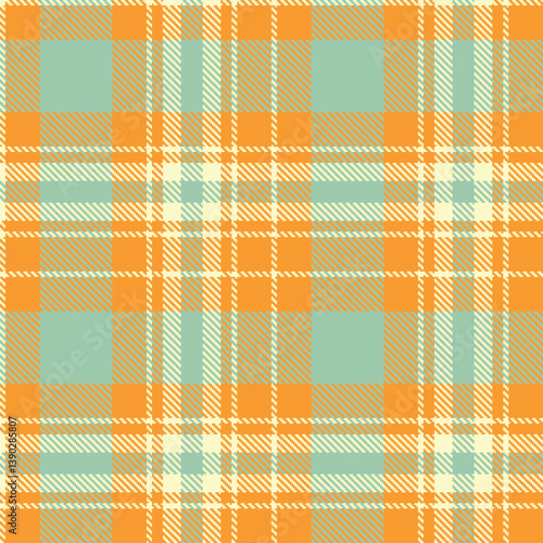 Muted egg shell Tartan patterns fabric texture. Contemporary Dusky mango Seamless Tartan