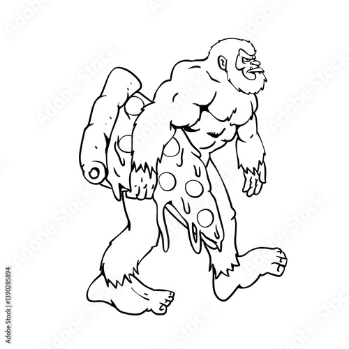 Bigfoot Pizza Food Lovers. Funny Bigfoot Carrying Pizza
