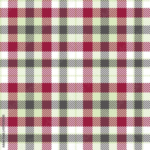 Classic eggshell Seamless Tartan with Bright white accents Fabric Design