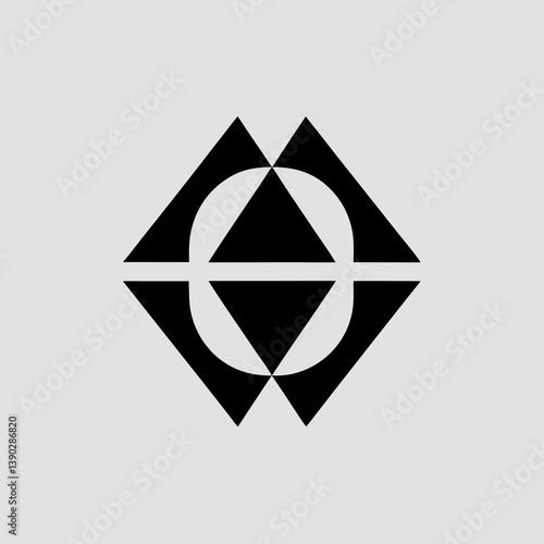 Geometric design featuring triangles and a partial circle
