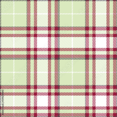 Plaid pattern seamless. Soft eggshell & Traditional cranberry Tartan Fabric Design. 