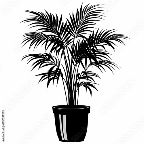 Silhouette of Tropical Palm Plant: Indoor Décor and Green Living for Modern Interiors