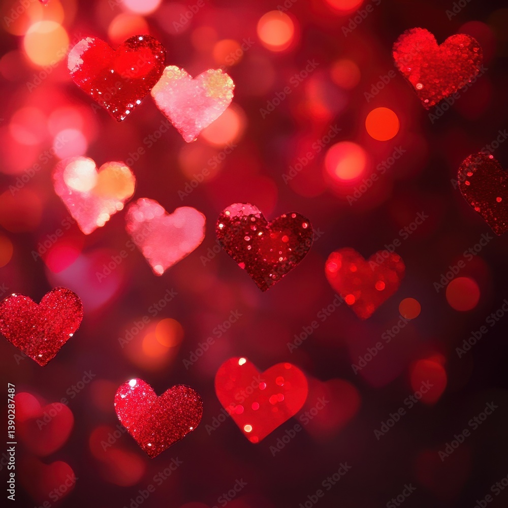 Background Hearts. Valentine Love Abstract Bokeh with Bright Red Pink Colors Background Hearts. Valentine Love Abstract Bokeh with Bright Red Pink Colors