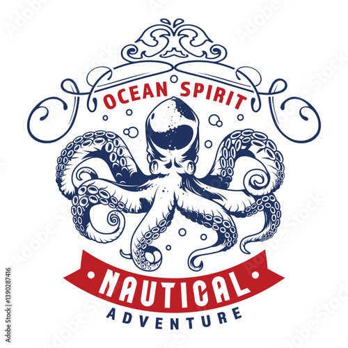 Nautical adventure with ocean spirit and octopus