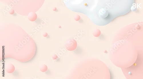 Seamless 8K abstract background with soft pastel tones and organic blob shapes. Whimsical, minimalist, and perfect for kids’ branding, packaging, or creative mockups