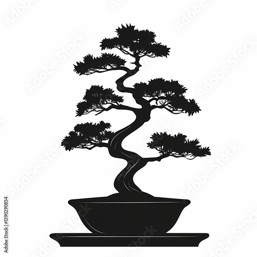 Serene Black Bonsai Tree: Artistic Japanese Culture and Home Decor with Curved Branches