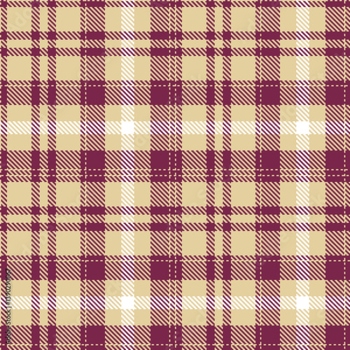 Classic beige Seamless Tartan with Light merlot accents Fabric Design