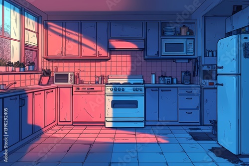 Modern Kitchen Interior Design with Contemporary Appliances and Cozy Lighting