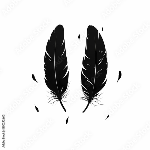 Black Feather Vector Art: Minimalist and Elegant Illustration for Nature-Inspired Designs