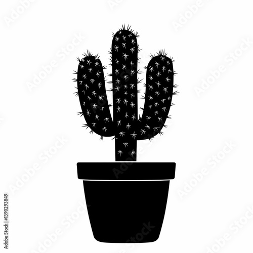 Minimalist Black Cactus Silhouette Illustration for Modern Home Decor and Interior Design