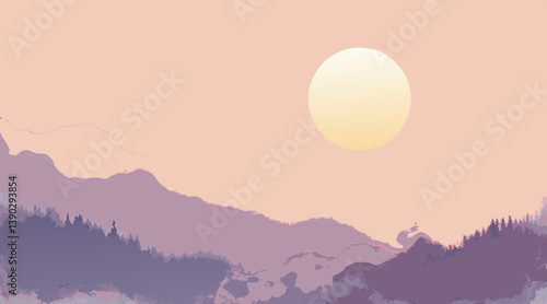 "Watercolor Sunset Background – Soft Orange & Purple Blend with Subtle Gray for Remembrance & Honor (Left Copy Space)