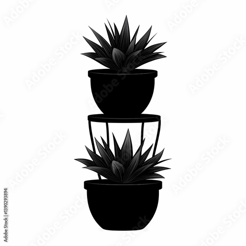 Modern Minimalist Decor: Chic Home Potted Plants Silhouette & Interior Design Aesthetic