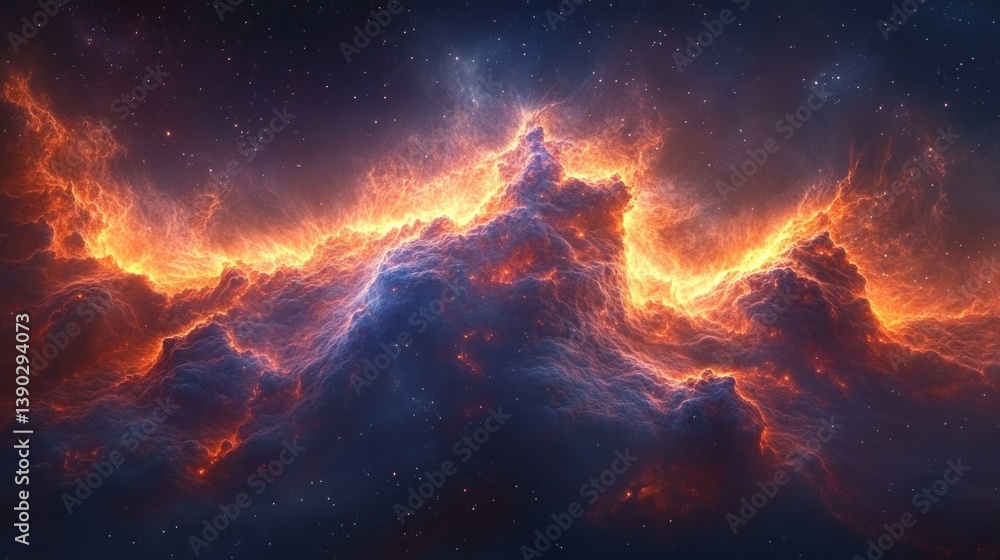 Fototapeta premium Fiery nebulae in deep space